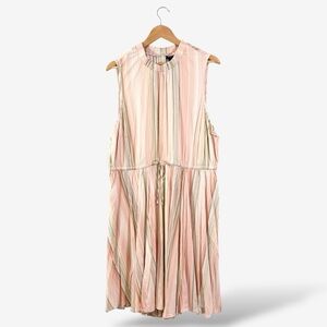 Torrid Pink Stripe Midi Challis Dress Size 3X 22/24 High Neck Drawstring Waist